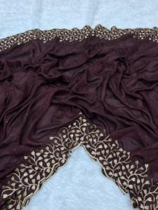 Magnifique Saree en soie Vichitra et Zari travail avec pierre travail avec chemisier broderie travail saree - Product Image 4