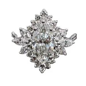 Anillo DE BODA solitario de moissanita de oro blanco certificado, banda de compromiso de acero elegante, joyería elegante de diamantes - Product Image 1