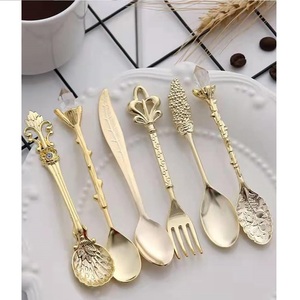 Juego de cubiertos de utensilios de cocina de diseño de acabado de acero inoxidable, diseño completamente de Metal, herramientas de cubiertos dorados, juego de cubiertos brillantes - Product Image 2