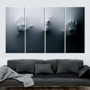 Gray Canvas Poster: <b>Printed</b> Modern Decor <b>for</b> Office or <b>Bedroom</b>,4P: Gallery Wrapped - Product Image 1
