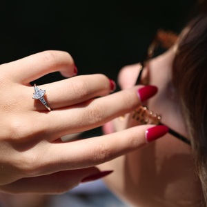 12x6mm Marquise Cut Moissanite Engagement Ring with Baguette Side <b>Stones</b> | Elegant Wedding Jewelry - Product Image 5