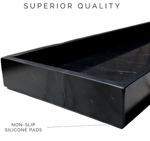 Long plateau de service en marbre noir | Plateau d'affichage en pierre personnalisé | Décoration en gros de cuisine et d'hôtel - Product Image 3