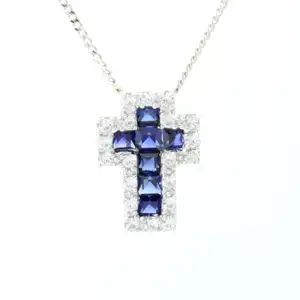 YL Luxury 18K Gold Plated Cross Necklace Religious Jewelry Cubic Zirconium 925 Sterling Silver Necklace