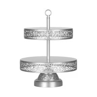Support de service décoratif en métal doré à trois niveaux, écologique, fait main, personnalisable, pour gâteaux et pâtisseries, idéal pour mariages et anniversaires