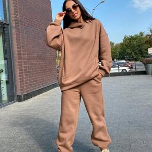 Premium Customize Stylish Woman Tracksuits 100% Cotton <b>Hooded</b> Sweat Suits New Casual Breathable Stylish 2 Piece Set - Product Image 6
