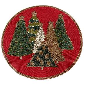 High Quality Handcraft Christmas <b>Tree</b> Design Beaded Four Set Embroidery Coaster Stylish & Premium Beautiful By Hiba Enterprises - Product Image 1