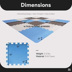 Tappetino Puzzle in Schiuma Spessa a 16 Pezzi BalanceFrom Fitness, per Esercizi e Giochi Sportivi - Product Image 4