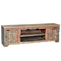 Muebles de madera de diseño antiguo para uso doméstico e Industrial, mueble de armario de TV con acabado rústico y hierro de colores