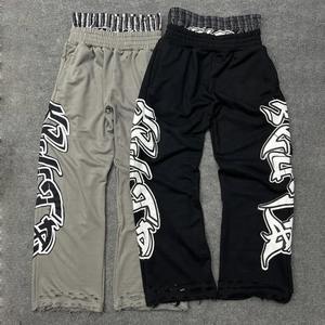 Pantalons de survêtement pour hommes personnalisés, style streetwear, impression, coupe évasée, double taille, poids lourd, délavé, ample, jambe large, pantalon de survêtement droit - Product Image 6