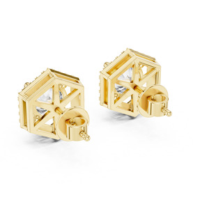 Boucles d'oreilles en or jaune 14 carats, clous ronds élégants de 7mm, diamants cultivés en laboratoire, bijoux en or 14 carats pour femmes, bijoux créés en laboratoire - Product Image 6