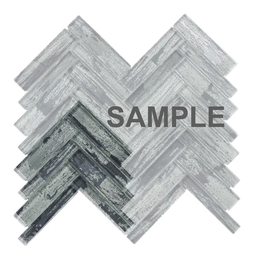 Solid Gray Hand Brushed Herringbone Mosaic Tile Flat Metallic Glass Wall Backsplash for Gym Dining Curtain Wall Industrial Use