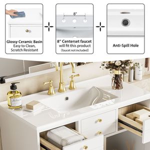 36-Inch Bathroom Vanity with Ceramic Sink Combo Solid Wood Frame Storage Cabinet 2-Drawer Freestanding Vanity Set brand new - Product Image 5