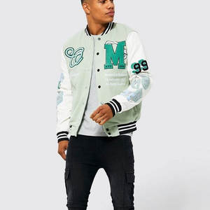 Vestes d'université Letterman à manches longues et logo personnalisé en cuir brodé de haute qualité pour hommes - Product Image 4