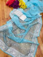 Tissu en Organza pur, léger, Transparent, tenue de fête, décontractée, fonction, traditionnelle