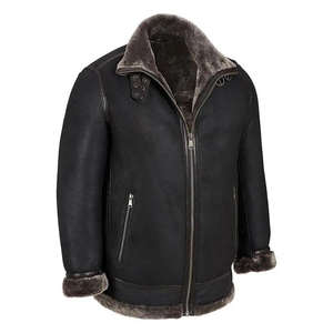 Blouson Bomber Homme en Cuir Véritable et Peau de Mouton, Col Montant, Logo Frontal, Chaud pour l'Hiver, Vêtement d'extérieur Personnalisé en Gros - Product Image 6