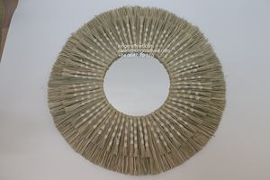 Vietnam Wholesaler High Quality Handmade round Seagrass <b>Mirror</b> Rustic Wall Mounted Hanging Decoration - Product Image 3