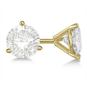 Boucles d'oreilles clous en or jaune 18 carats avec diamant rond, sertissage martini à 3 griffes - Product Image 3