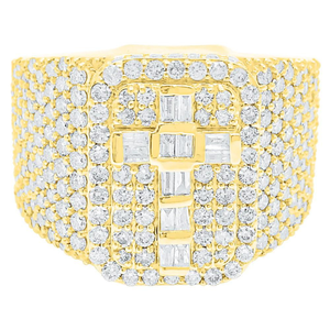 Anillo de aniversario de Cruz de diamante cultivado en laboratorio de oro de 14 quilates para hombre, joyería fina de estilo Hip Hop para boda y compromiso - Product Image 1