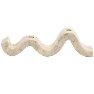 Marble Wave Double Taper Candle Holder Beige Modern Sculptural Candle <b>Stand</b> for Home Decor Gifting - Product Image 1