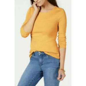 Maglia a Maniche Lunghe in Cotone Pima per Donna Charter Club, Colore Oro, Taglia Large - Product Image 1