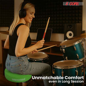 5 Core Drum Throne 3 Thick <b>Padded</b> Memory Foam Comfortable Drummer <b>Stool</b> 330Lb Capacity Adjustable - Product Image 2