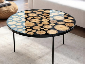 Table à manger en bois d'acacia en résine artisanale moderne de luxe, table de salon imperméable pour mariage, retraite, Diwali, condoléances - Product Image 4