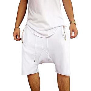 Sports Summer Training Sweat <b>Short</b> Drop Crotch Knee Length <b>White</b> Color Hot Sale Breathable Fleece 100% Cotton High Street - Product Image 1