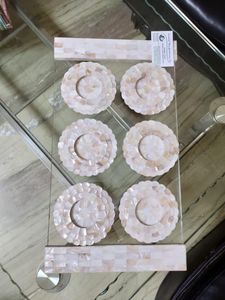 Bandeja acrílica con incrustaciones de perlas para cena, posavasos de alta calidad - Product Image 3