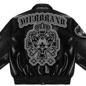 Veste de moto à la mode pour hommes, broderie en chenille personnalisée, veste universitaire en cuir véritable pour hommes, vente en gros et à chaud - Product Image 5
