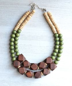Prêt à expédier usine indienne directement vente nouveau design bois collier en pierre naturelle pour bijoux de mode boucles d'oreilles accessoires femmes - Product Image 2