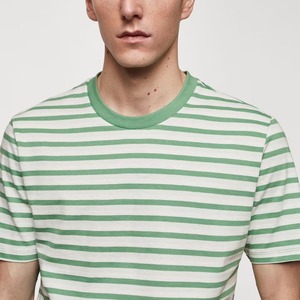 เสื้อยืดคอกลมสำหรับผู้ชายเสื้อคอตตอนลายขวางพิมพ์ลายทางทรงหลวม230 GSM โอเวอร์ไซส์จากผู้ผลิตเสื้อผ้า OEM - Product Image 5