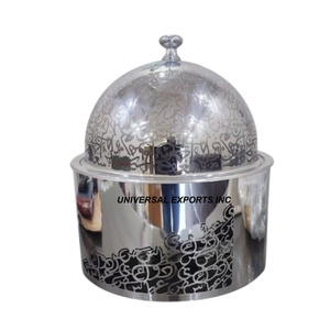 Ensemble de quatre casseroles en métal de forme ronde, faites à la main, dernière collection de chauffe-plats de luxe en métal - Product Image 6