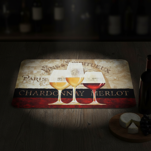 Tappetini da Cucina a Tema Vino di Parigi, Moderni Antiscivolo Imbottiti in PVC PU Vinile, Novità Natalizie Lavabili per Pavimento della Cucina - Product Image 4