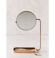 Miroir de bureau de table design de luxe avec base en marbre Miroir de maquillage rond doré réglable pour hôtel d'occasion