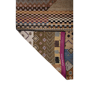 Alfombra Manchaha 9x12 de Lana y Seda de Bambú Anudada a Mano, Gris y Negra con Patrón Geométrico para Sala de Estar, Pasillo, Rectangular LES-463-C - Product Image 5