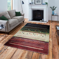 Tapis turc Adiva tissé jacquard à la machine, lavable, avec envers en coton antidérapant, motif géométrique uni, à poils ras, pour la maison