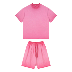 Ensemble d'entraînement de gym deux pièces personnalisé pour hommes, t-shirt et short en coton polyester respirant, vêtements de rue d'été - Product Image 1