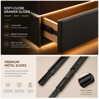 Prix de gros : Ensemble de 2 tables de chevet intelligentes avec charge sans fil, verrouillage par empreinte digitale et éclairage LED pour rangement de chambre