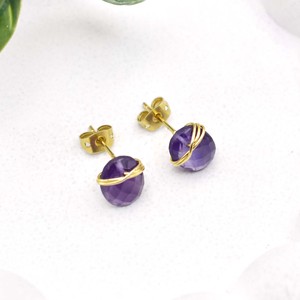 Boucle d'oreille en améthyste facettée Boucle d'oreille en fil enveloppé faite à la main Forme ovale Boucle d'oreille en pierre précieuse pour femmes - Product Image 4