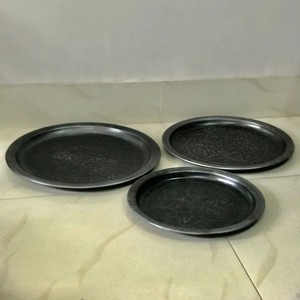 Plateau de service rond personnalisé avec Logo, plateau à bijoux en métal coloré, ensemble de 3 plateaux noirs pour la décoration de Table, Offre Spéciale Ins - Product Image 3