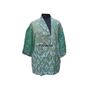 Robe kimono légère vintage pour femmes, imprimé floral bohème, respirante, 100% coton, manches courtes, manches trois quarts - Product Image 1