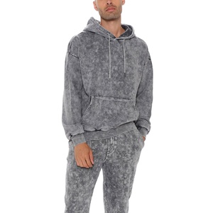 Conjunto de pantalones de chándal y Sudadera con capucha de alta calidad, conjunto de Jogger apilado acampanado con parche bordado, chándal de hombre de lavado ácido Vintage de 2 piezas - Product Image 4