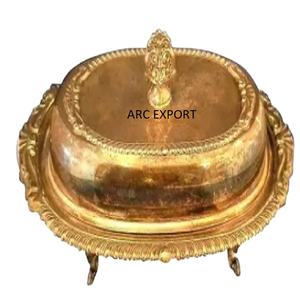 Décoration en métal fantaisie dorée de luxe, en laiton, pour la décoration, service pour les restaurants, conception de beurrier et de vaisselle - Product Image 1