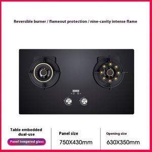 Table de cuisson à gaz encastrable double brûleur, flamme puissante, surface en verre, classe d'efficacité énergétique, gaz naturel domestique - Product Image 4