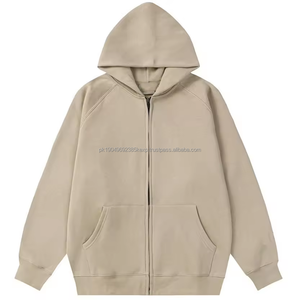 Custom Streetwear Raglan Sleeve <b>Oversized</b> Zip Up <b>Mens</b> Hoodies mental zipper 400gsm <b>fleece</b> <b>hoodie</b> - Product Image 4