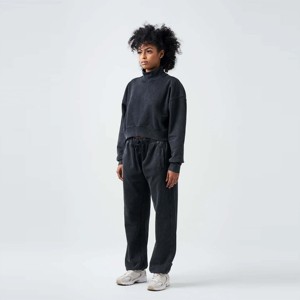 Sweat-shirt à col montant en éponge pour femmes-Ensemble de vêtements de détente deux pièces confortable et confortable, parfait pour une tenue décontractée et la détente - Product Image 5