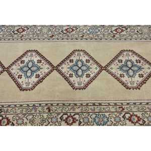 Vintage Rug, 3.5x10.9 ft Turkish Rug, <b>Brown</b> Blue Floral <b>Wool</b> Rug - Product Image 4