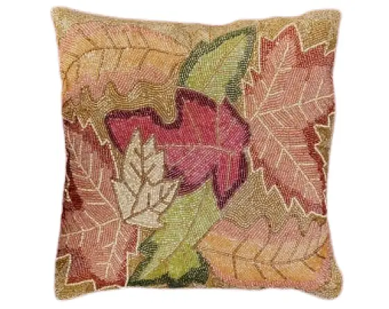 Multicolor Leaves Design Handmade Beaded Cushion Cover For Home Decorative Sofa set Hand Bead Cushion