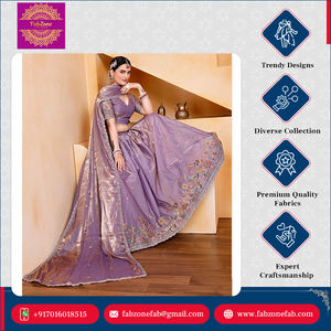 Lehenga choli คอลเลกชันใหม่ที่ไม่ซ้ำกันของการแต่งงานสวมใส่แบบดั้งเดิมผ้าไหม fendy งานปัก - Product Image 2