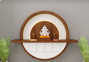 Mandir en bois poli décoratif et écologique pour temple religieux, à suspendre au mur pour décorations religieuses - Product Image 3